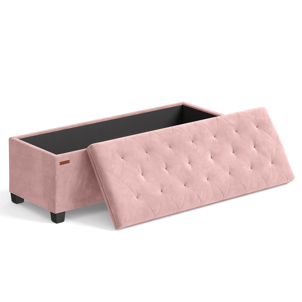 Velvet Storage Ottoman Bench, Foot Rest with Legs, 15.7 x 43 x 15.7 Inches, End of Bed Bench, Storage Chest