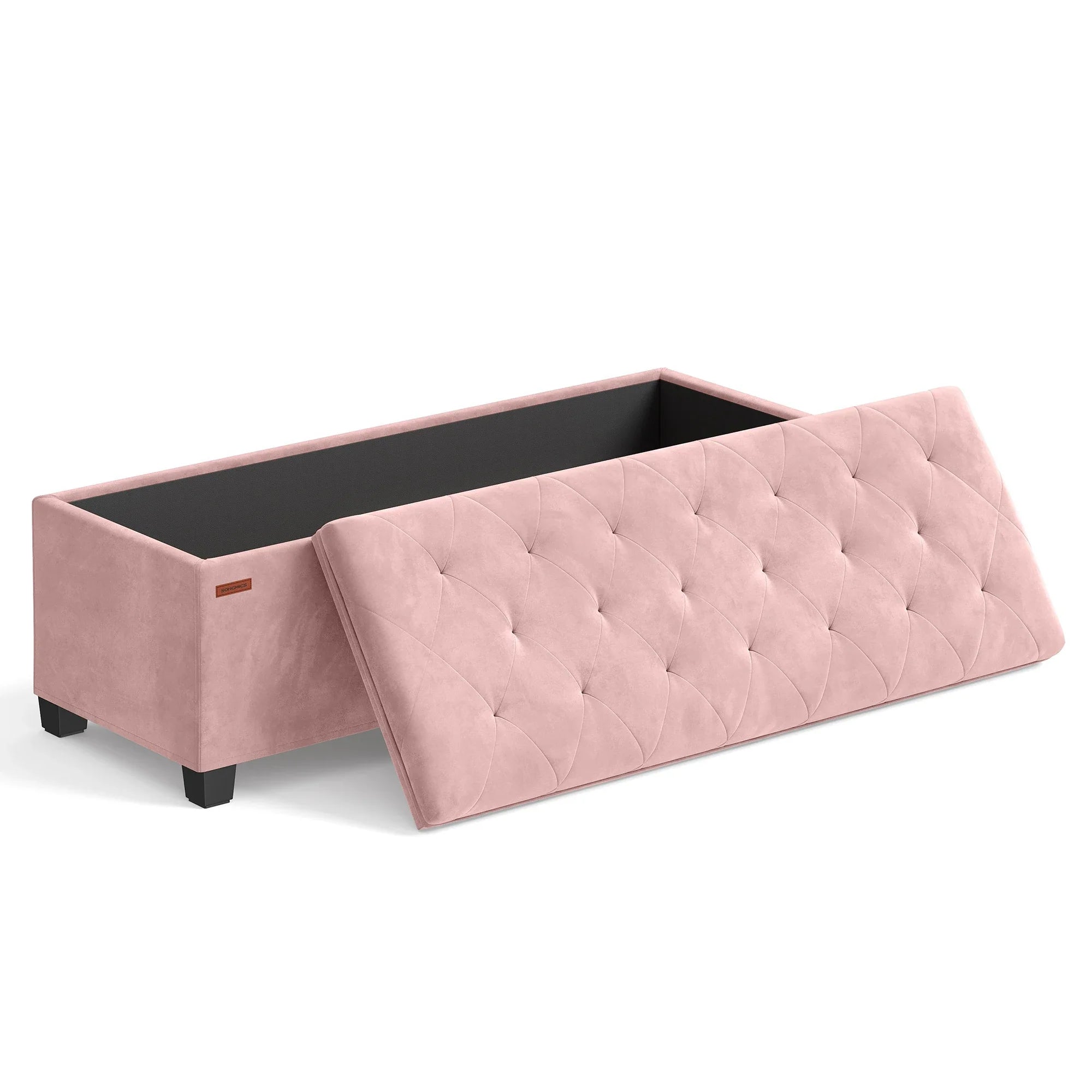 Velvet Storage Ottoman Bench, Foot Rest with Legs, 15.7 x 43 x 15.7 Inches, End of Bed Bench, Storage Chest