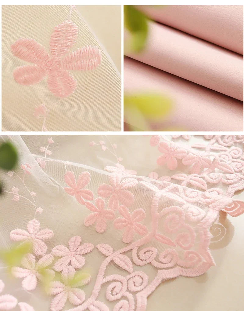 Pink Blackout Princess Curtains for Girls Living Room Bedroom Windows Romantic Curtain
