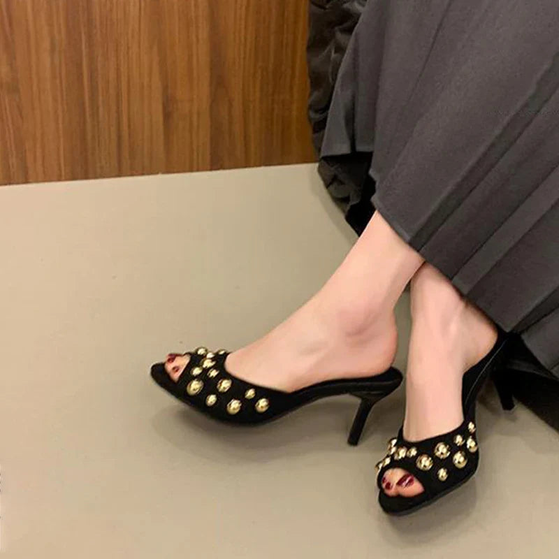 Luxury Brand Wear Elegant Versatile Women's High Heel Sandals Stiletto Slippers