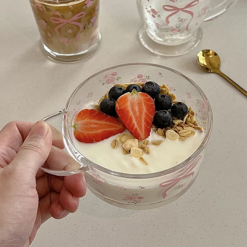 Kawaii Bowknot Glass Cups Bow Knot Drinkware