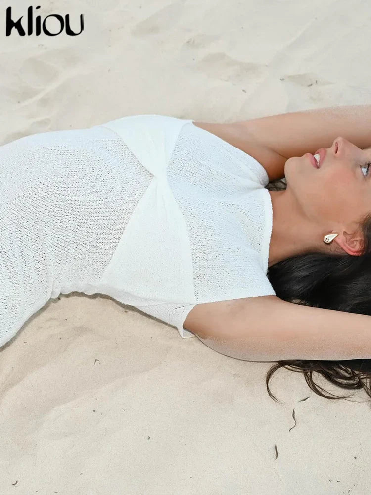 Knit Midi Pink Sweet Tanks Slim Dress