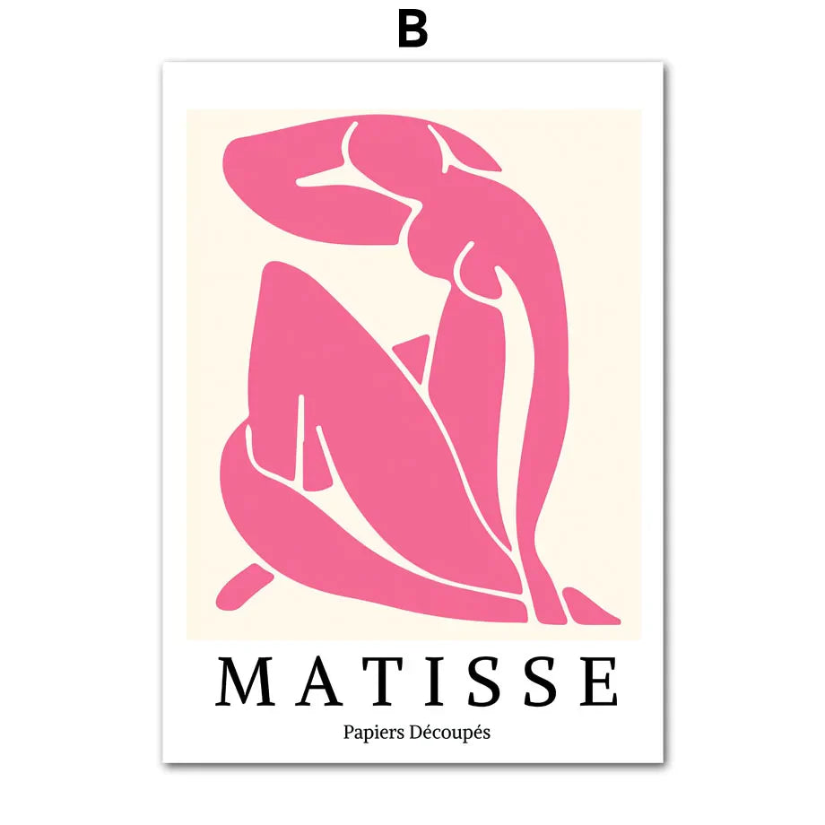 Pink Matisse Flower Market Bauhaus Cocktail Abstract Gallery Wall Art Canvas Painting Poster Print Picture
