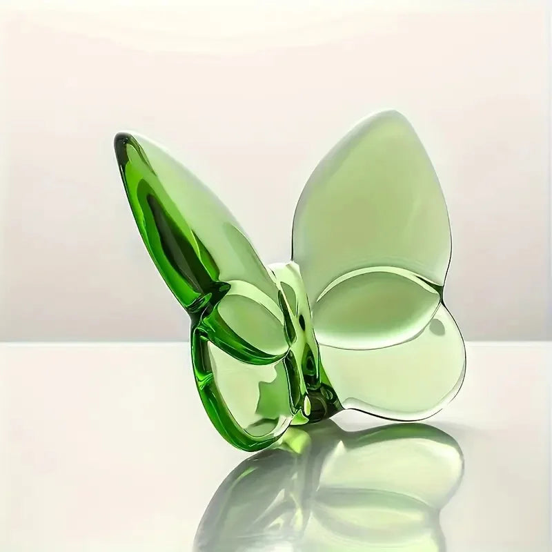 Elegant Crystal Glass Butterfly Desktop Decor, Home Office Desk Ornament, Bookcase, Living Room 1pc