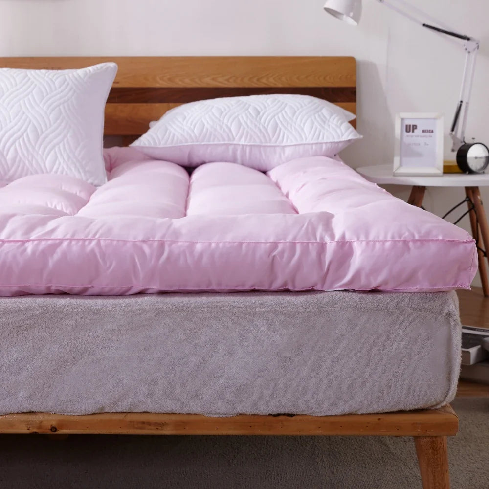 Pink Thick Fitted Mattress Cover for Back Pain, Breathable Mattress Protector, Hotel Quality Mattress Pad, Mattress Topper Washable