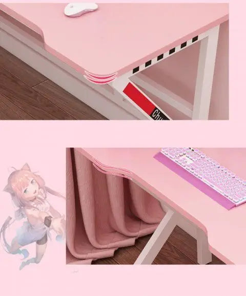 Pink Gaming Desk Girls Study Desk Laptop Table Computer Table Chair Live Gamer Home Live Desks Bedroom Desktop Gamer Desks