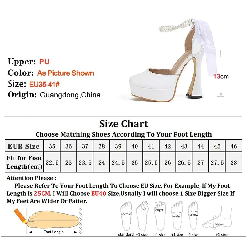 Fashion Super High Heels Sandals Bow Buckle Square Head Heels Ladies Shoes