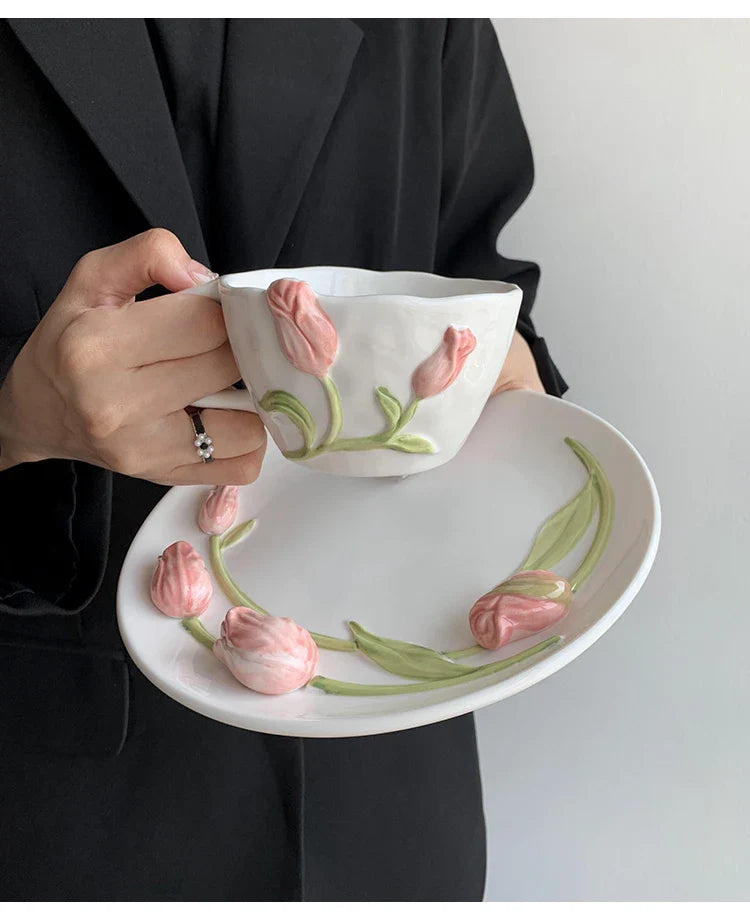 Exquisite Tulip Ceramic Plate High Appearance French Tableware