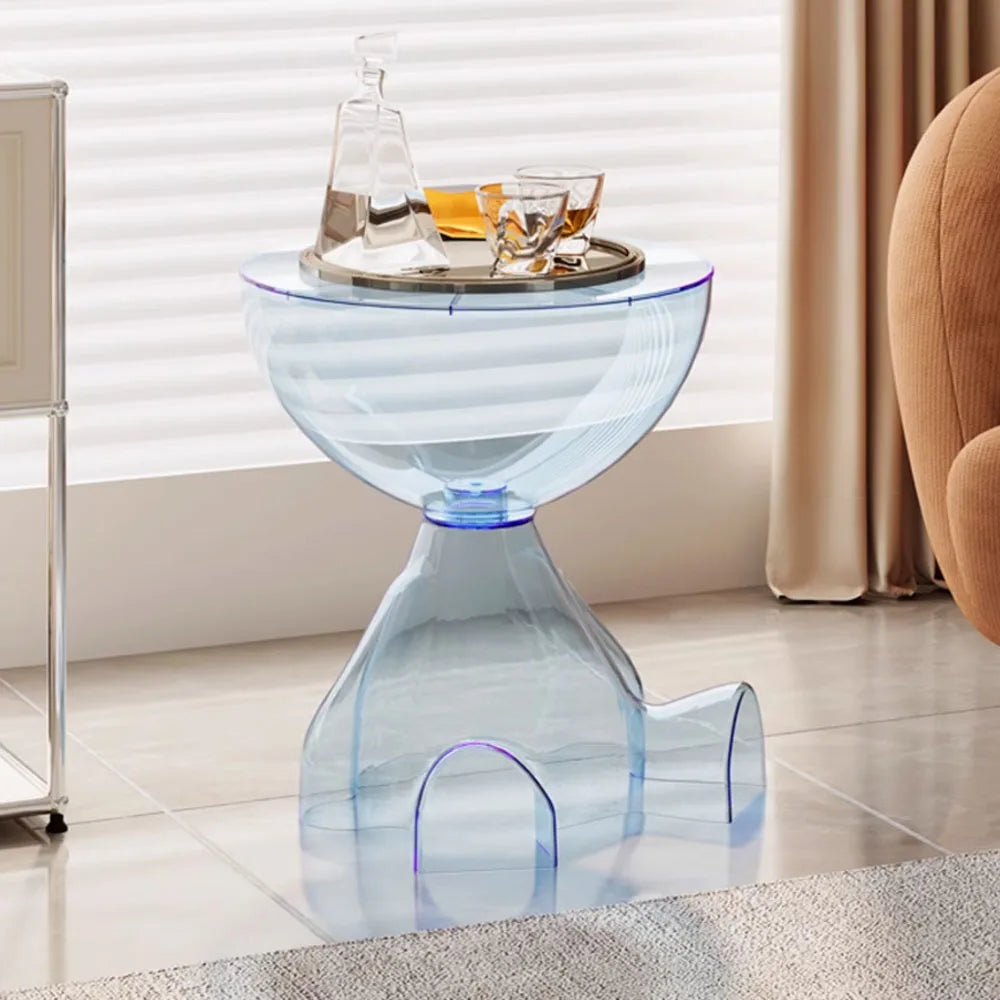 Transparent Advanced Small flat head coffee table cream style, home living room sofa side table table, round side table