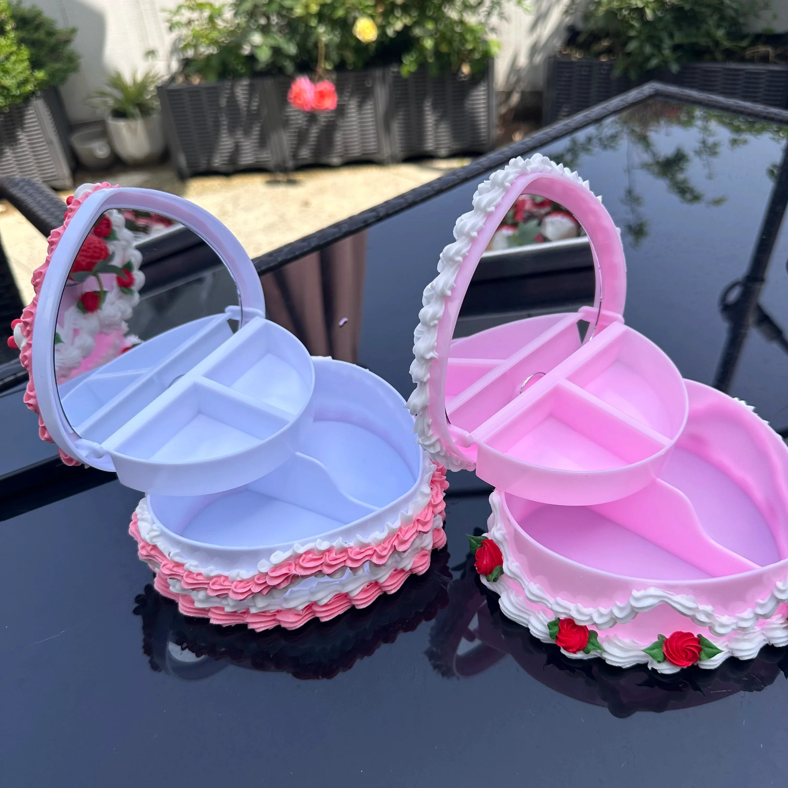 Room Decor Aesthetic Heart Shaped Jewelry Box for Girls, Fake Pink Cake, Cute Kawaii Decorative Storage Room Decor