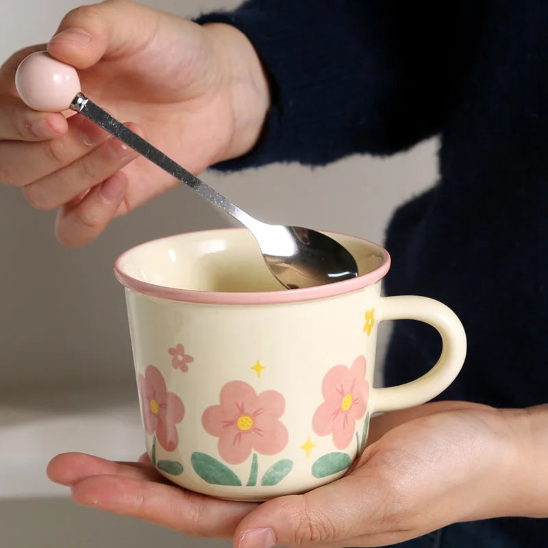 High Appearance Level Cute Style Tulip Flower Cups, Ceramic Mugs