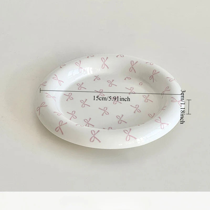 Heart Bow Ceramic Tableware Set Creative Breakfast Dessert Cake Plate