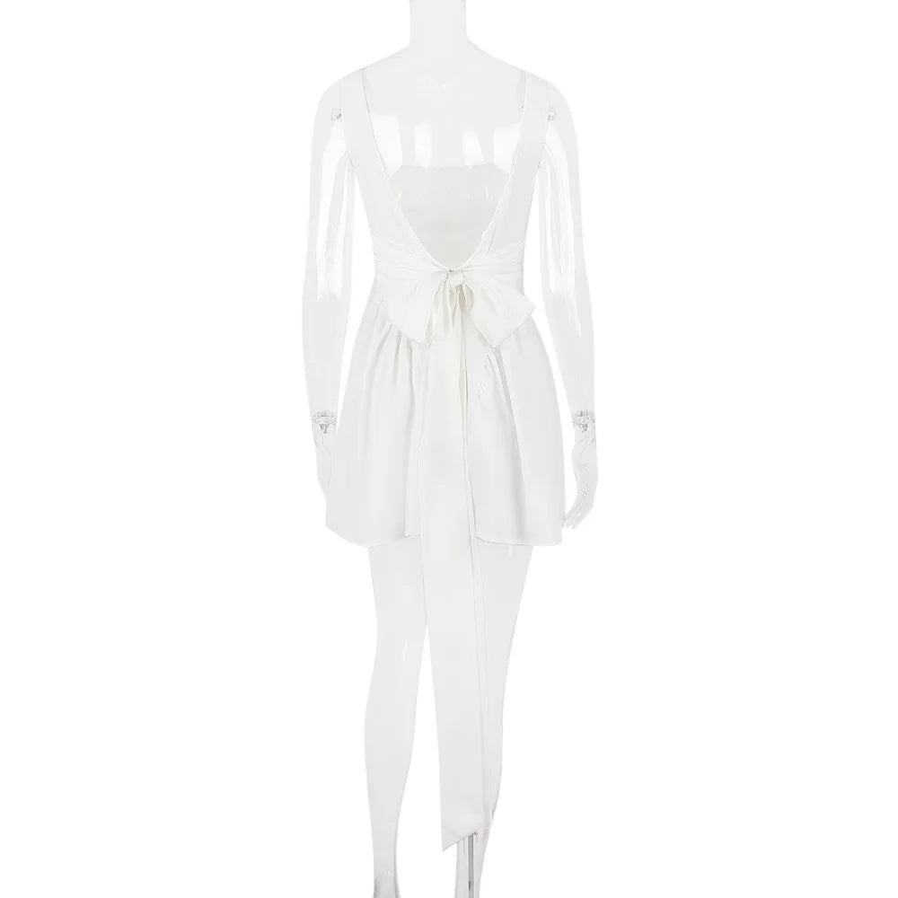 Mini Backless A Line Dress Sexy Big Bow Dress Casual Women Dress