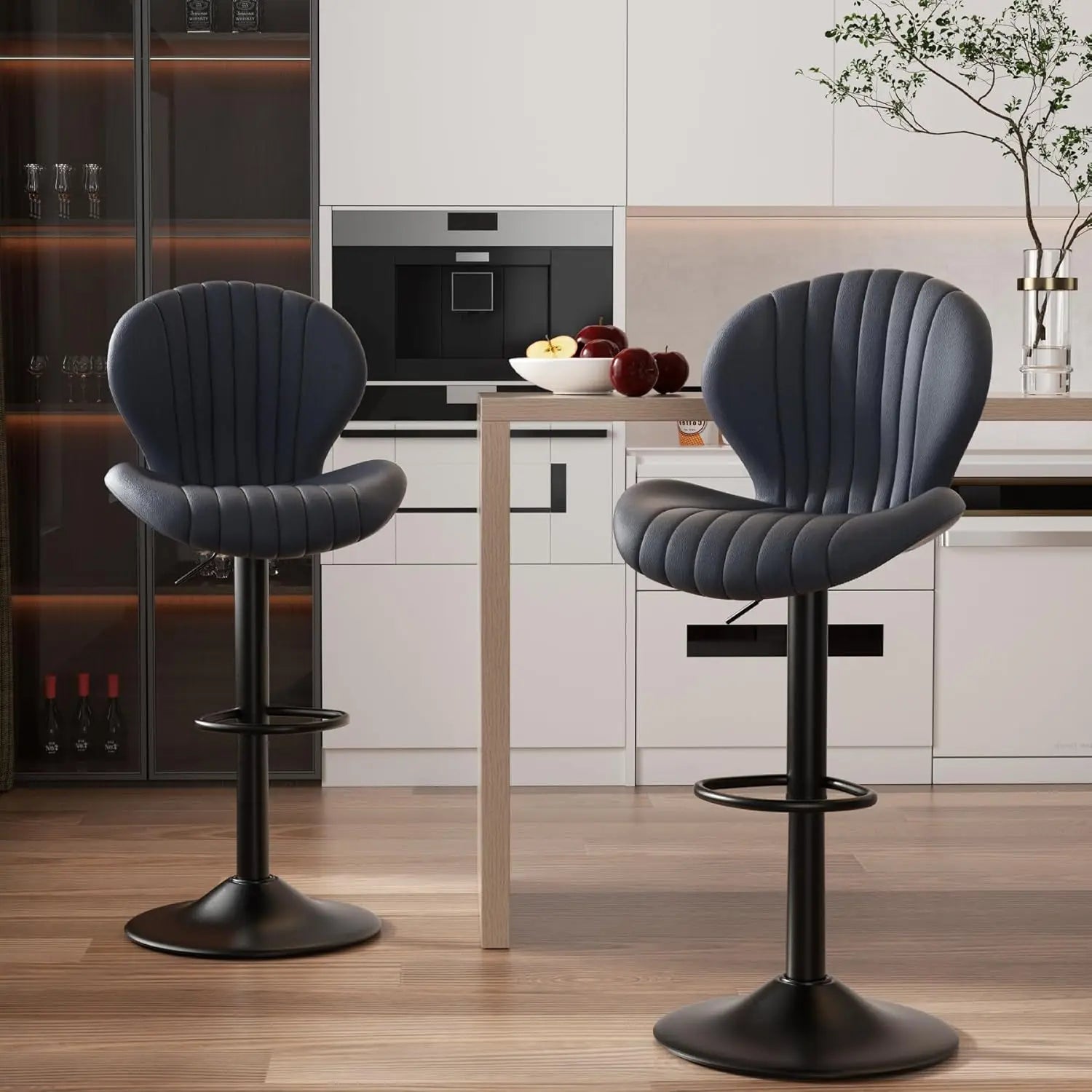 Set of 2 Modern Swivel Bar Chairs, Barstools Counter Height with High Backrest, Easy 3-5 Minute Assembly for Bar