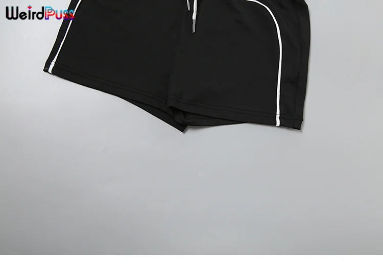 Casual Sporty 2 Piece Set Women Fall Trend Zip Hipster Patchwork Crop Jacket+Shorts Matching Classic Tracksuit Outfits