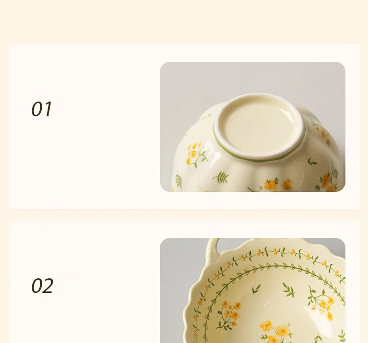 Porcelain Plate French Style Floral  Tableware