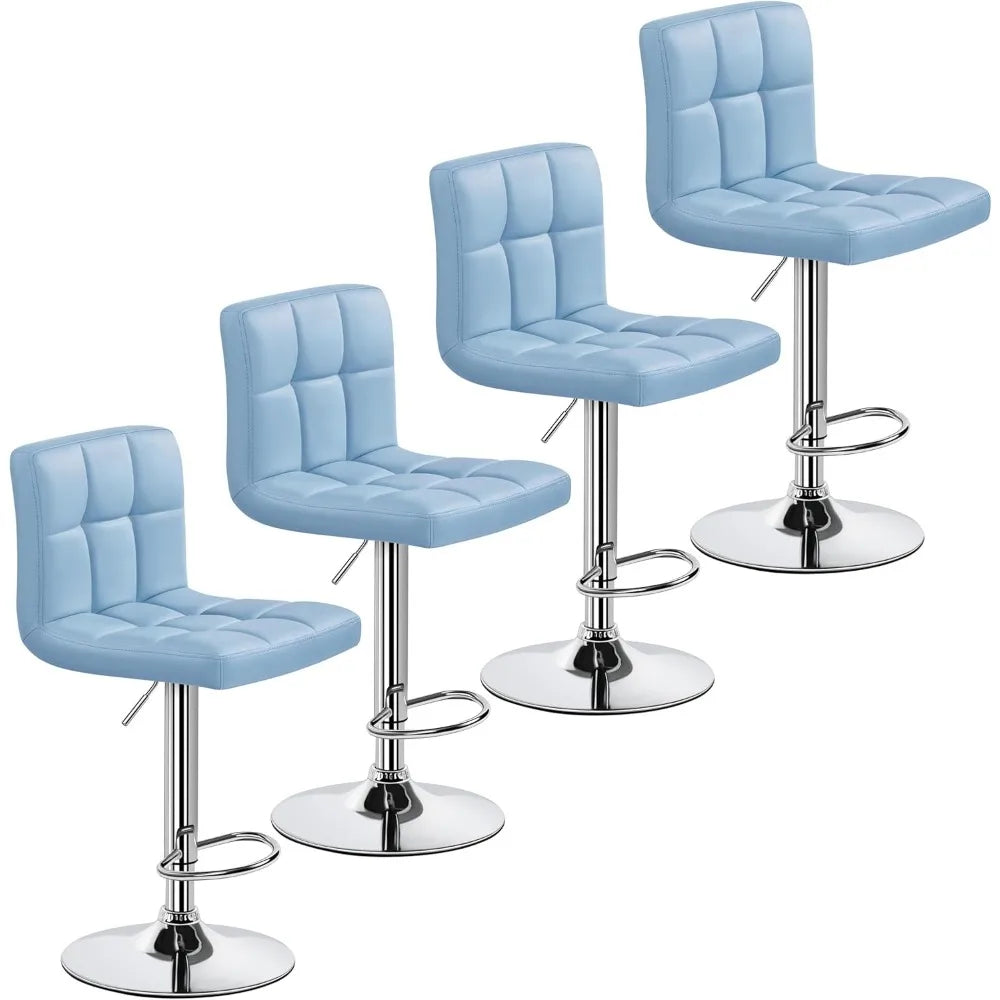 Set of 4, Adjustable PU Leather Swivel Barstools, Modern Counter Stools with Back and Footrest, Counter Height Barst