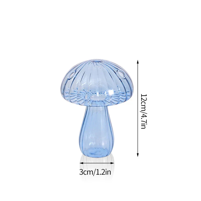 Mushroom Glass Vase Transparent Flower Pot Hydroponic Flower Bottle Jelly Color Plant Pots Aromatherapy Bottle Desktop Decor
