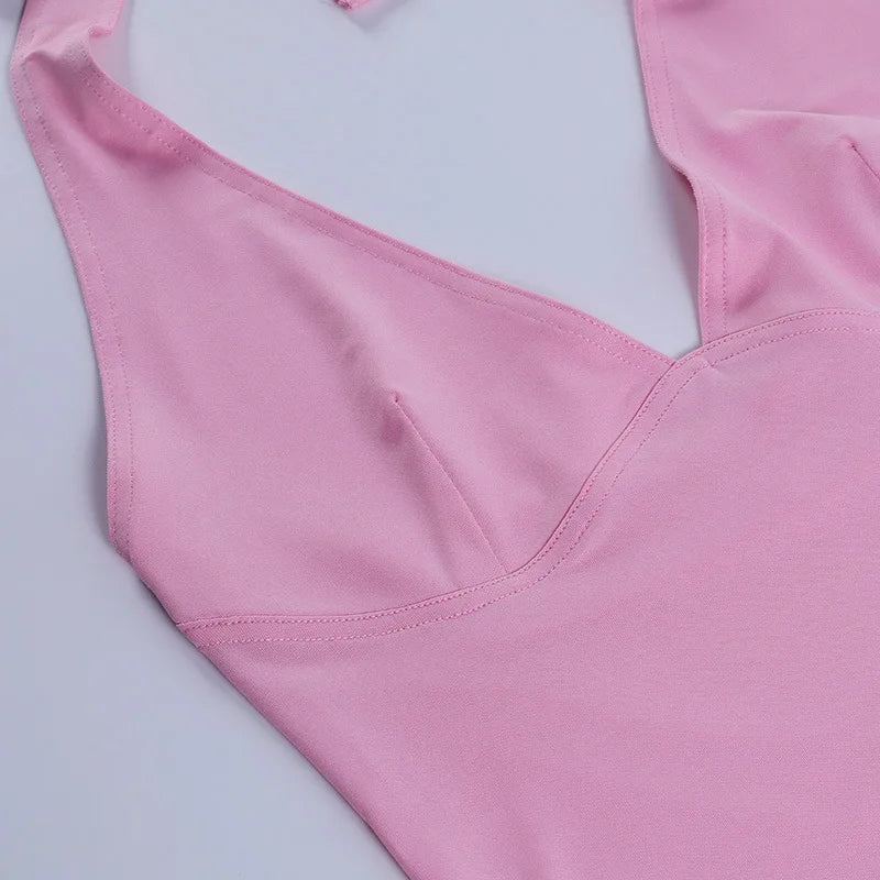 Summer Halter Camisole Tank Top Women V-Neck Sexy Tanks Camis Skinny Backless Pink Corset Tee Shirt Femme Tops WomanT-shirt