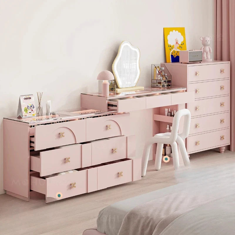 Room Dresser Makeup Bedroom Drawers Mirror Storage Cabinet Hairstyles Comfortable Illuminated Furniture