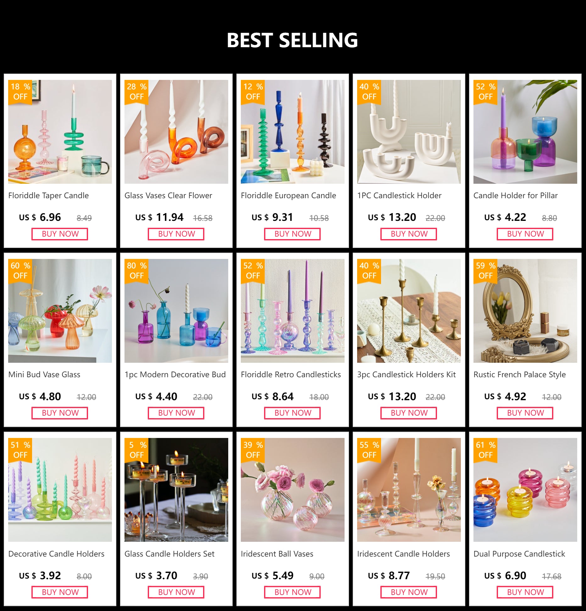 Set Mini Vases Terrarium Hydroponic Plant Pot Glass Vase