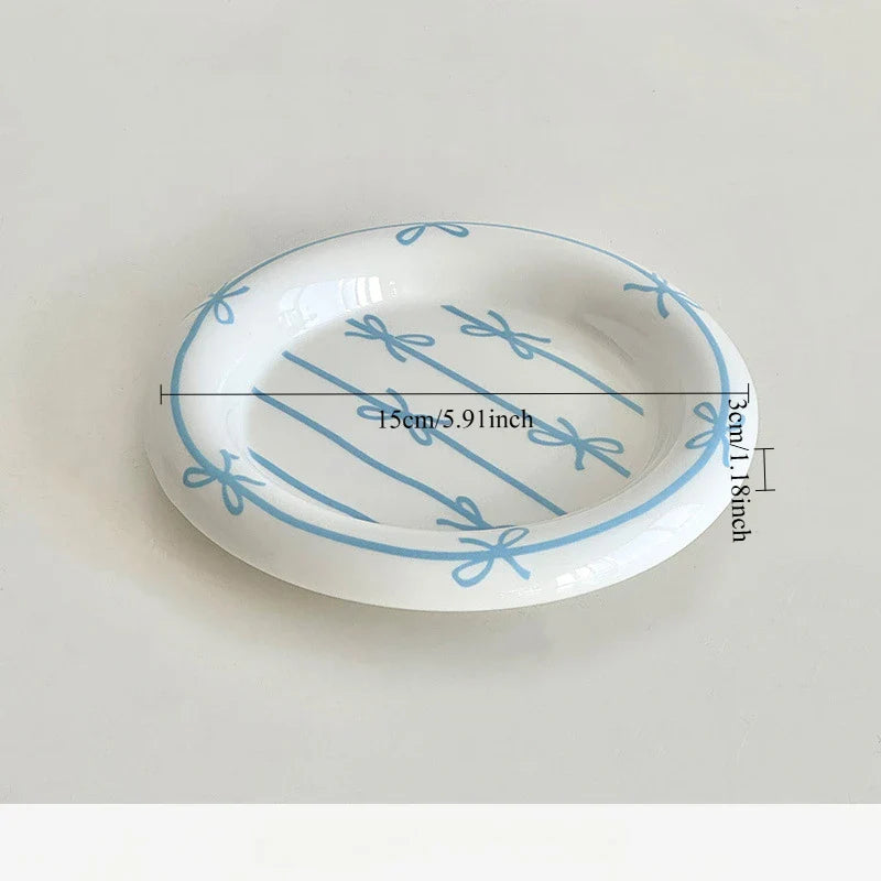 Heart Bow Ceramic Tableware Set Creative Breakfast Dessert Cake Plate