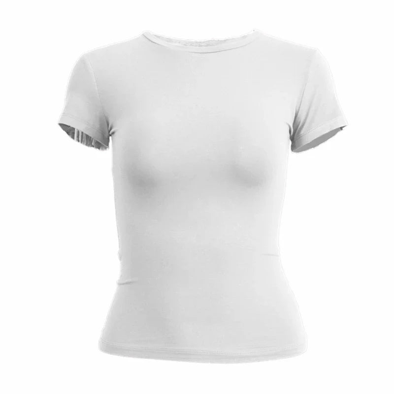 Woman Short Sleeve T-shirt Slim Fit Tops Female O-Neck Knitted Sheath Tee Shirt Street Wear Sex Sporty