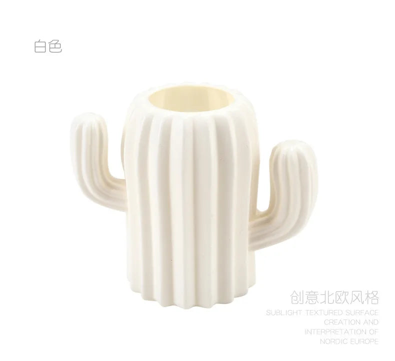 Creative Student Pen Holder Stationery Desktop Cactus Desk Multifunction Storage Box PE Pen Container Brush Pot Office Supplies
