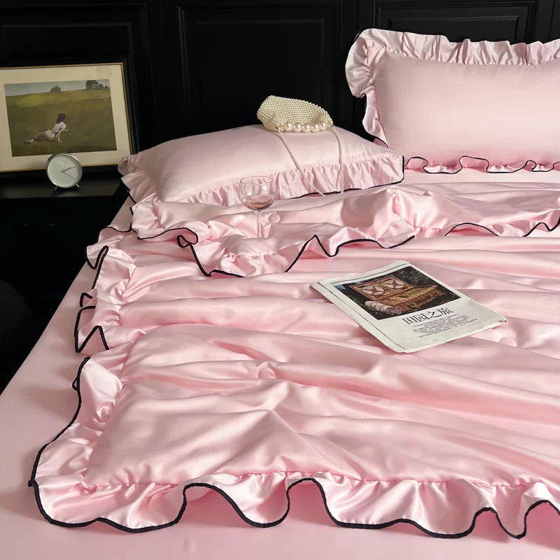 Coquette Quilt Washed Silk Color Ruffle Comfortable Skin Friendly Quilt No Pillowcase No Sheet