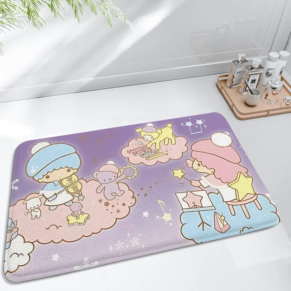 Cartoon Little Twin Stars KiKi Floor Mat For Living Room Sofa Floor Cushions Modern Soft Fluffy Home Rug