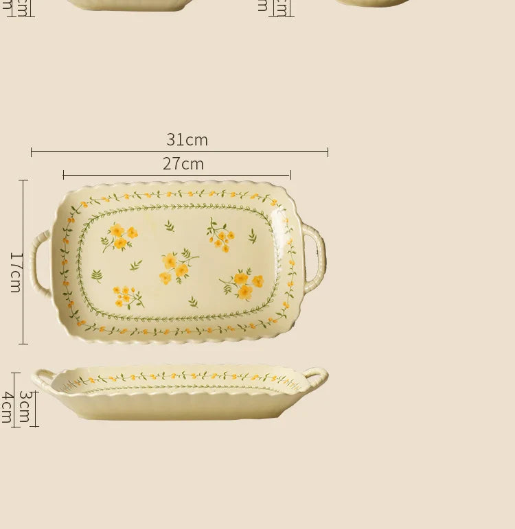 Porcelain Plate French Style Floral  Tableware