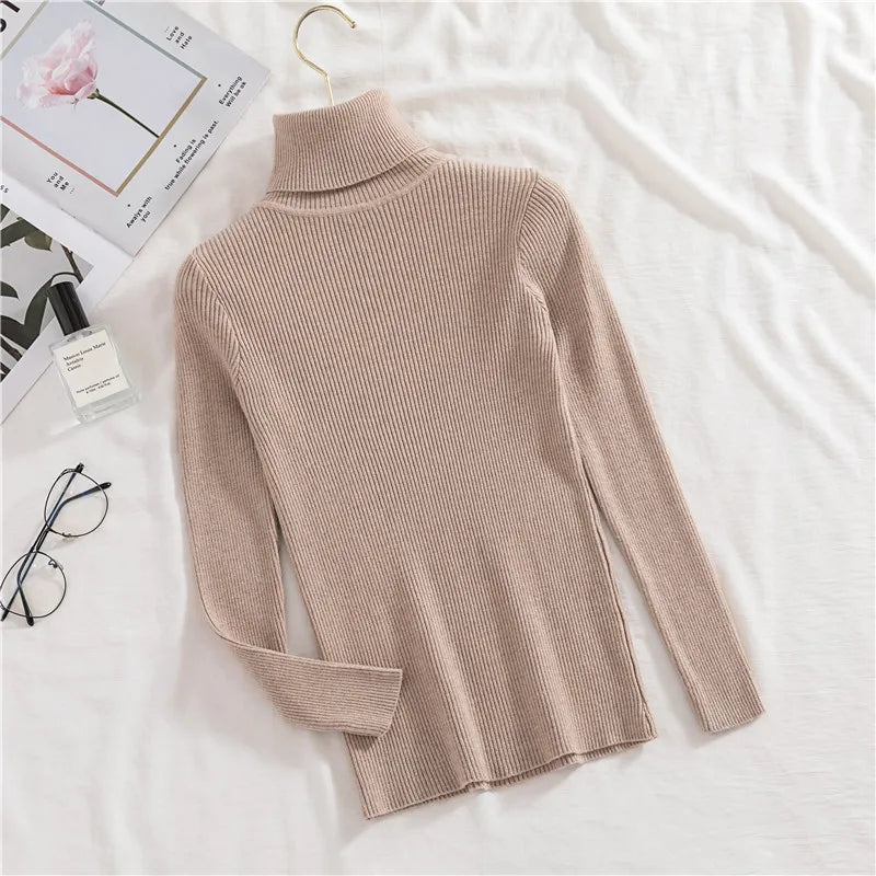 Women Fall Turtleneck Sweater Knitted Soft Pullovers Cashmere Jumpers Basic Soft Sweaters For Women Autumn Winter