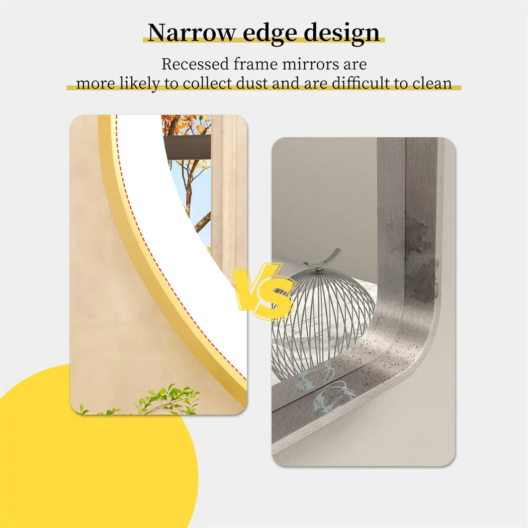 Luxury Oval Led Illuminated Bathroom Mirror Gold Aluminum Frame with Demister Pad