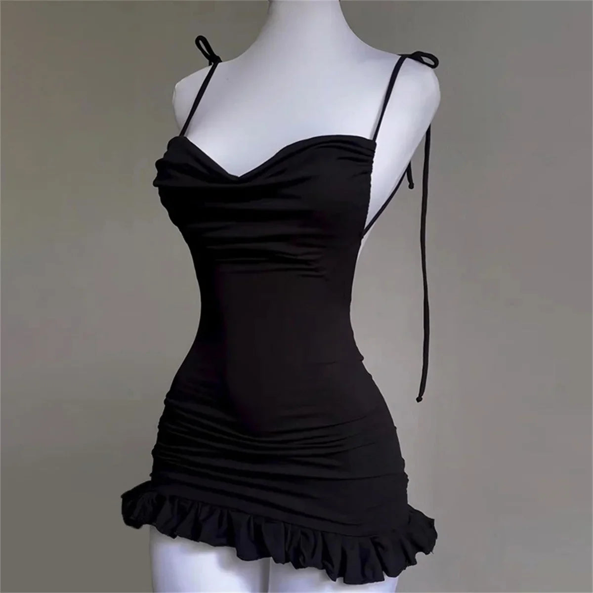 New High End Y2K Sexy Open Back Lace up Slim Fit Spicy Girl Short Summer Mini Dress