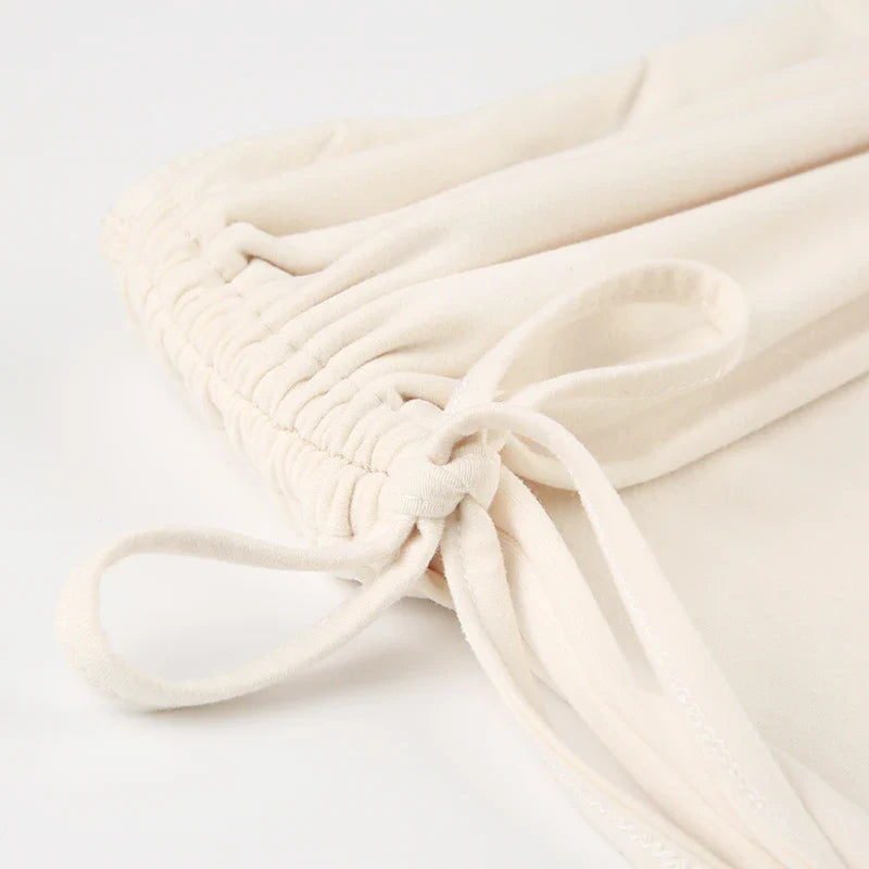 Casual Solid Drawstring Patchwork Pants Slim Low-Waisted Flare Pants Women - Spring Summer Fashion Ladies Streetwear