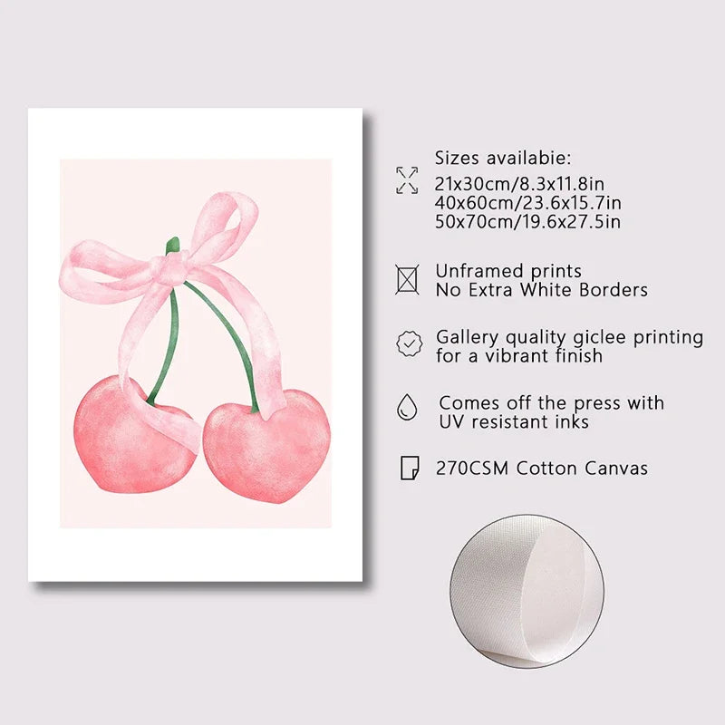 Trendy Bows Poster Wall Art Set of 3 Preppy Posters - Watercolor Prints