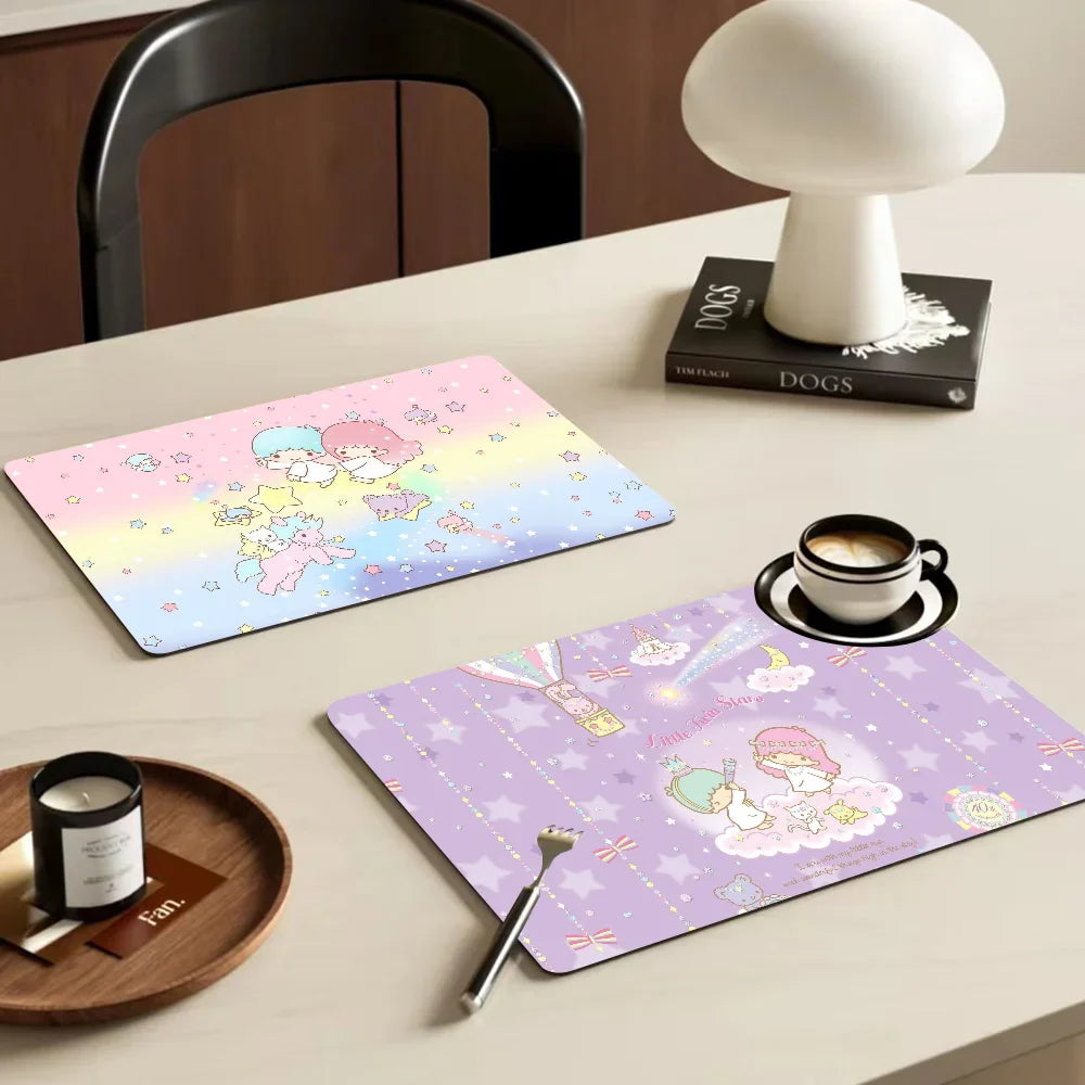 Little Twin Stars Printed Dish Drying Mat Super Absorbent Drain Pad Tableware Quick Dry Rug Kitchen Dinnerware Placemat