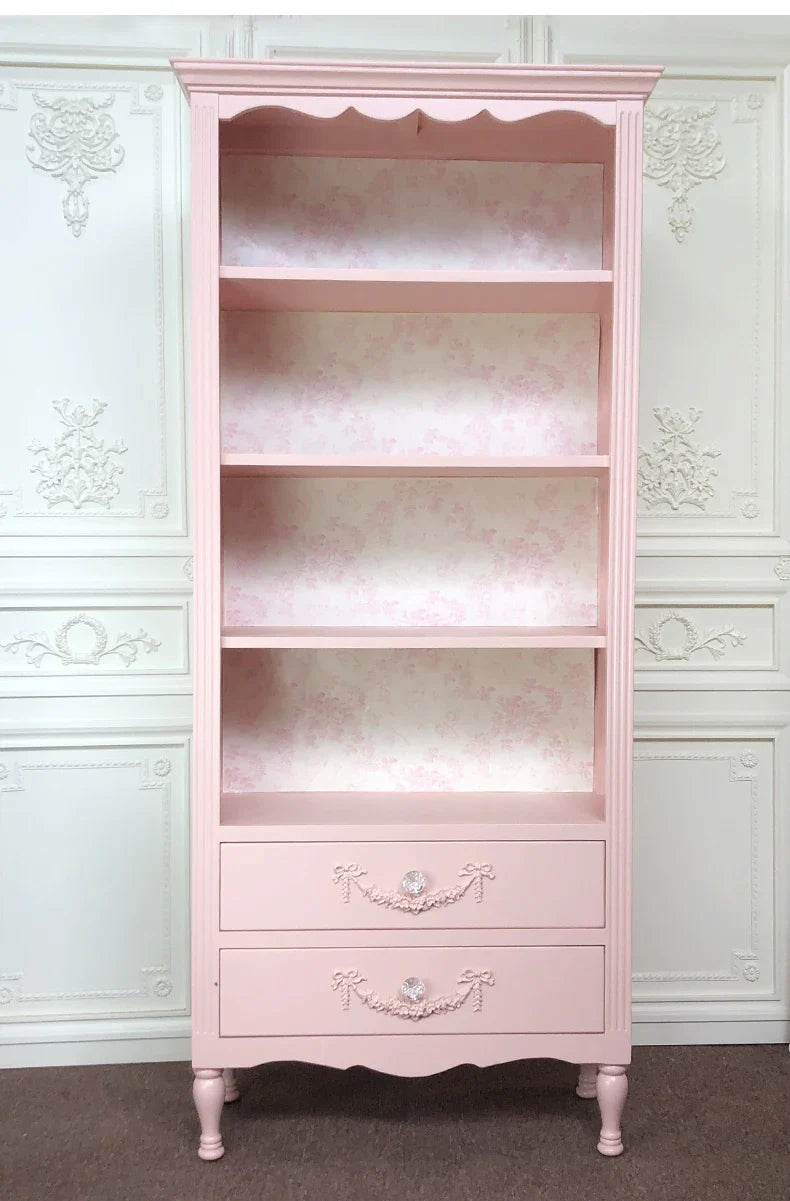 French Bookcase Bookshelf and Storage Shelf Modern Pastoral Hand Office Display Rack Display Cabinet Integrated Bookcase