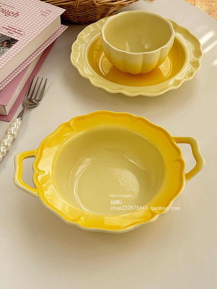 Gradient Lace Underglaze Porcelain Tableware Dish and Bowl Dish