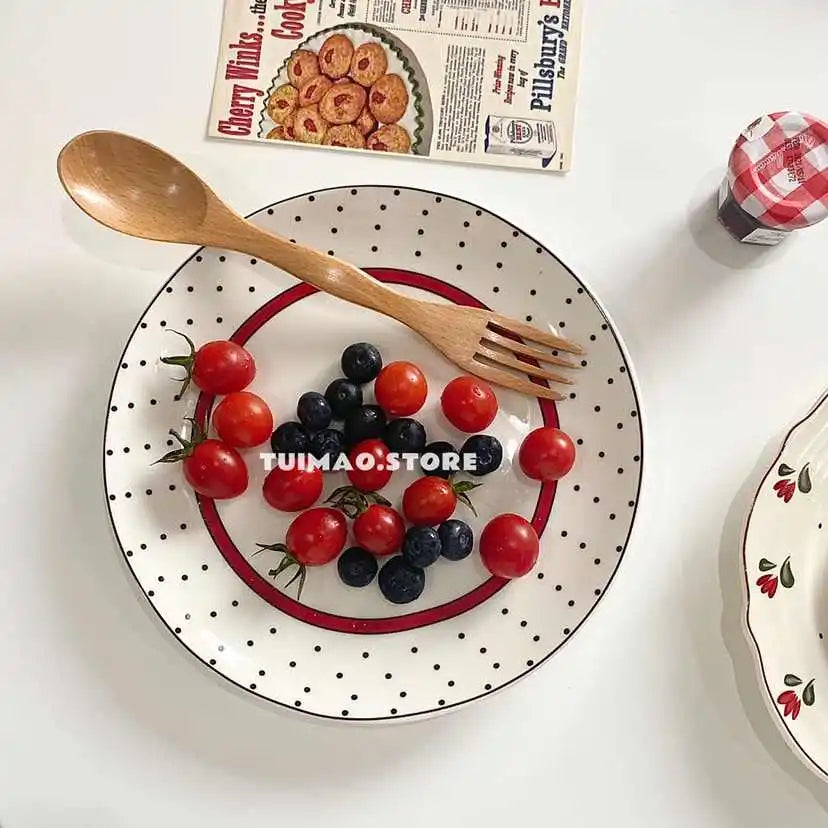 Flower Lace Ceramic Polka Dot Plates