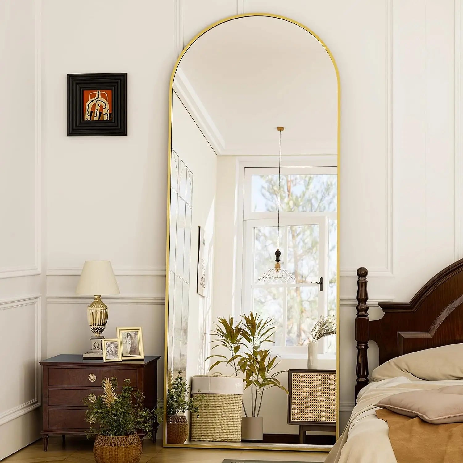 Full Length Arched Mirror-Aluminum Alloy Frame High Definition-Full Body Mirror for Bedroom or Living Room