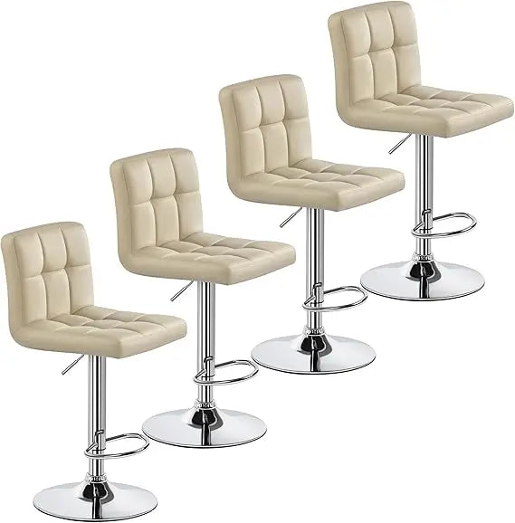 Set of 4, Adjustable PU Leather Swivel Barstools, Modern Counter Stools with Back and Footrest, Counter Height Barst