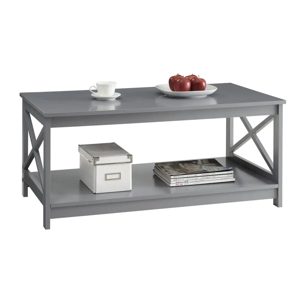 Oxford Coffee Table with Shelf, Transitional & Coastal Style,Two Tiers of Spacious Shelving