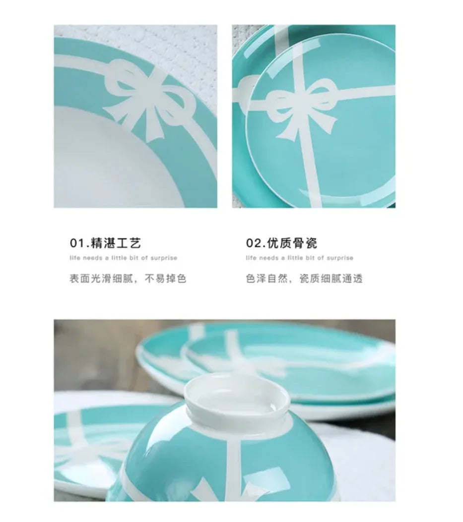 Ceramic Blue Bow Tableware