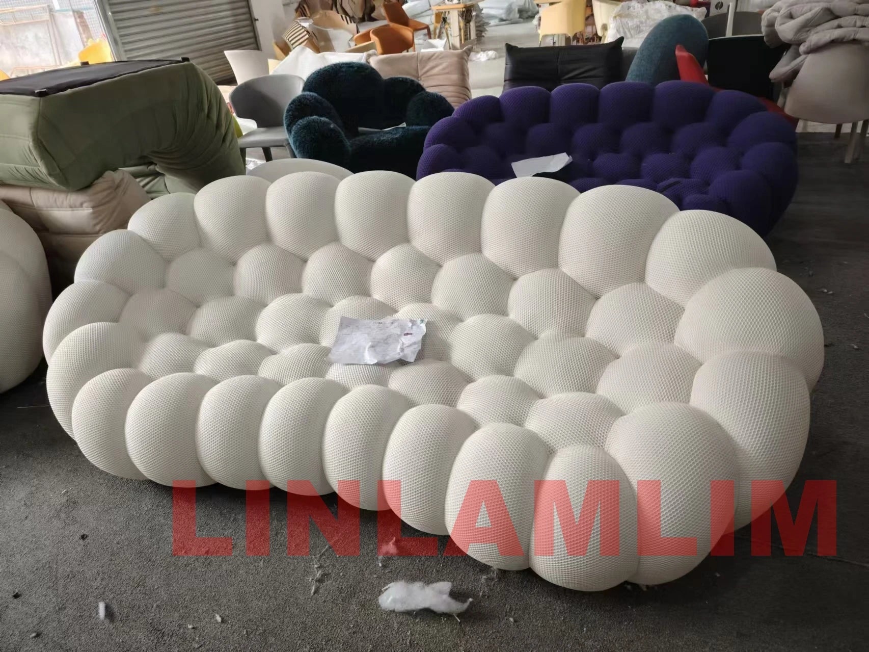 Contemporary Cloud-Shaped Sofa Modular Cloth Couch Fabric Curved Designer Sofa Set