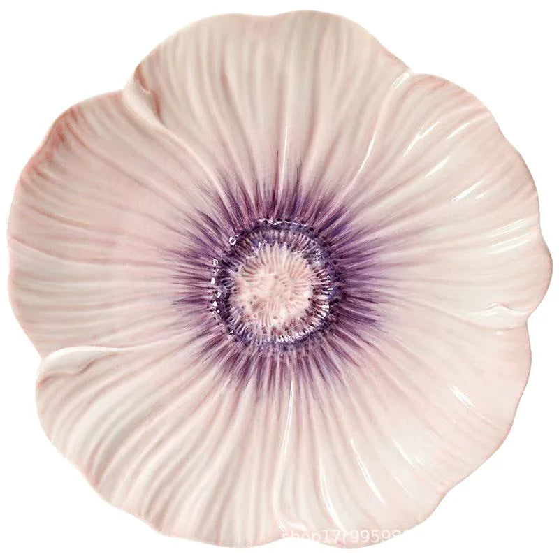 Ceramic Flower Serving Plate Cake Dessert Plate Flower Ceramic Bowl Tableware Set Dining Table