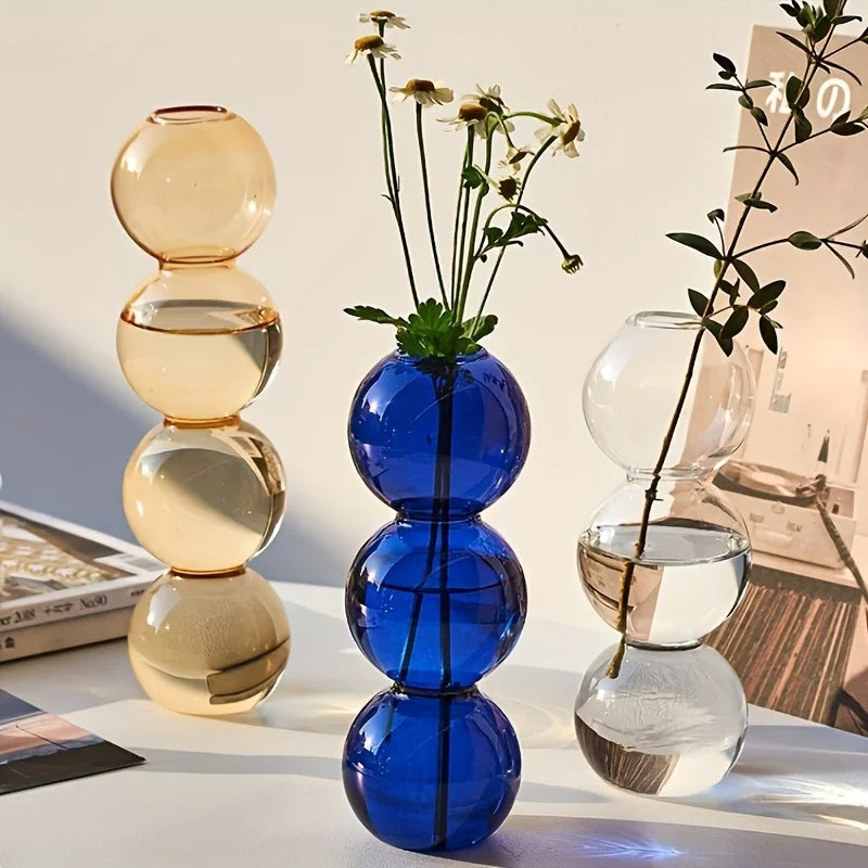 Nordic Glass Bubble Vase - Clear Hydroponic Planter for Home Desk Decor, Cute Simple Flower Arrangement Decoration