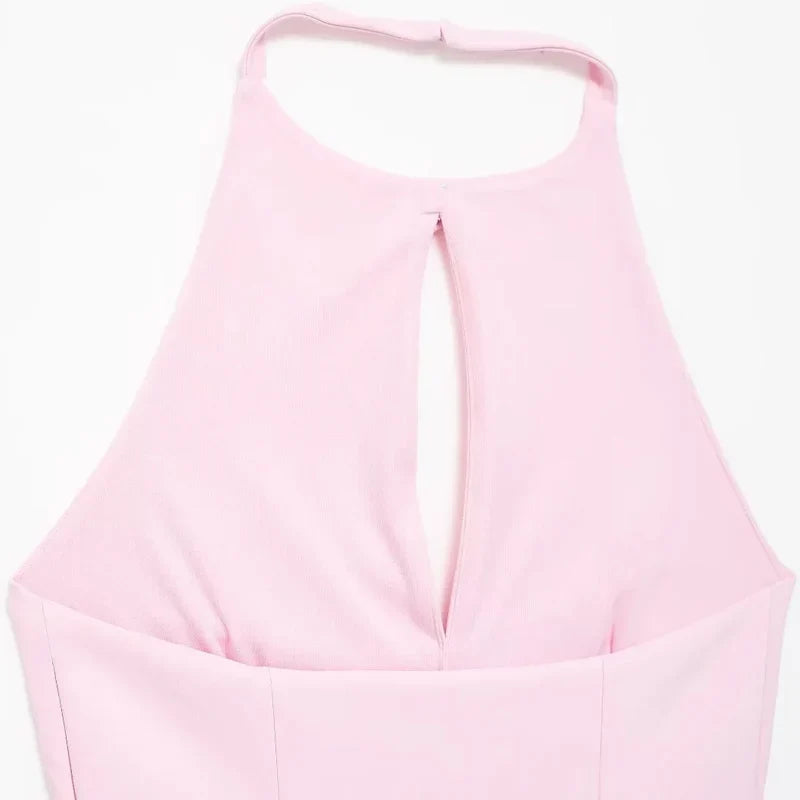 Lady Bow Two Piece Set Backless Halter Women Top And Mid Waist Skirt - New In Summer Fashion Casual Office Lady Set