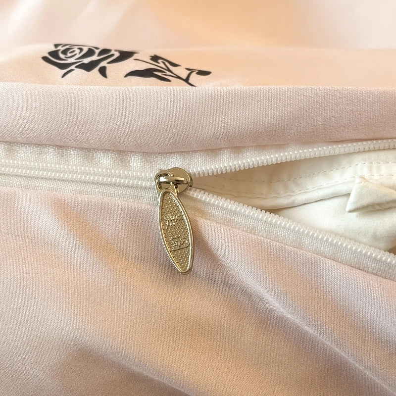 Rose 3pcs Duvet cover set (1*Duvet Cover + 2*Pillowcase, Without Core), Pink Bedding Set, Soft Comfortable