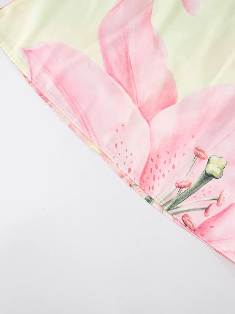 Halter Contrast Print Lace Up Fashion Slim Mini Dress A-line Dress